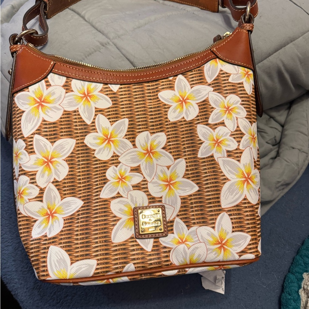 Dooney & Bourke Brown and White Floral Shoulder Bag